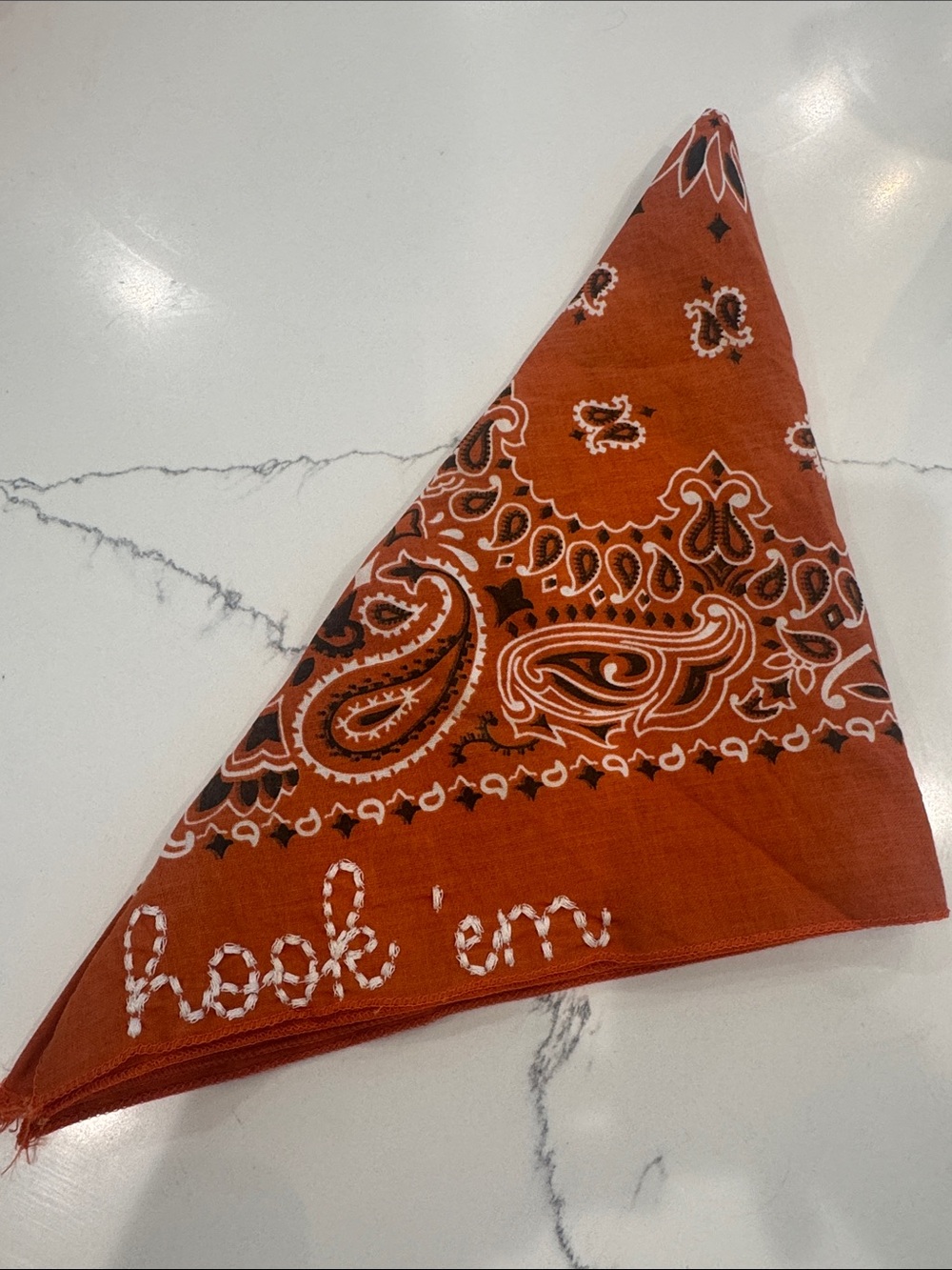 Texas Longhorn Bandana Scarf with 'hook 'em' Embroidery